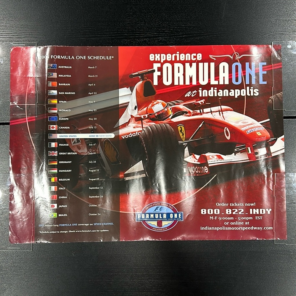 Formula 1 Ferrari 2004 Indianapolis Race Poster